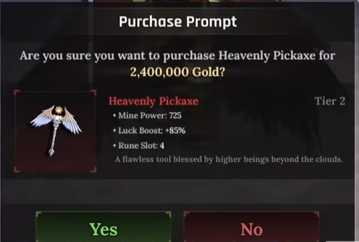 heavenly pickaxe the forge